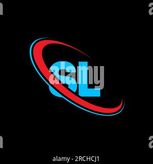 Logo mit SL S L-Buchstaben. Anfangsbuchstabe SL Linked Circle Monogram Logo rot und blau in Großbuchstaben. S L-Logo, S L-Design. sl, s l Stock Vektor