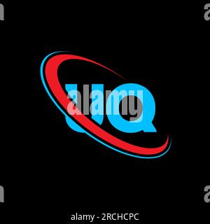 UQ U Q-Logo-Design. Anfangsbuchstabe UQ Linked Circle Monogram Logo rot und blau in Großbuchstaben. UQ-Logo, U Q-Design. uq, U q Stock Vektor