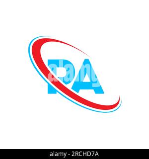 Logo mit Buchstaben. Anfangsbuchstabe PA Linked Circle Upercase Monogram Logo rot und blau. PA-Logo, P A-Design Stock Vektor