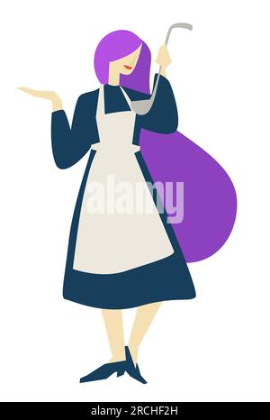 Koch- oder Hausfrau Kochkurse Frau mit isolierter weiblicher Figur Stock Vektor