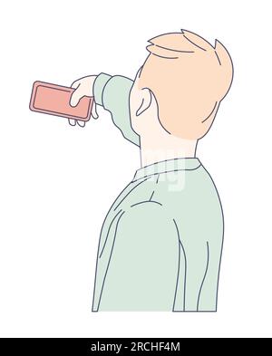 Mann mit Smartphone-Typ, der Selfie macht, isolierte männliche Figur Stock Vektor