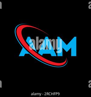 AAM-Logo. AAM-Brief. Logo mit AAM-Buchstaben. Initialen AAM-Logo, verbunden mit einem Kreis und einem Monogramm-Logo in Großbuchstaben. AAM-Typografie für Technologie. Stock Vektor