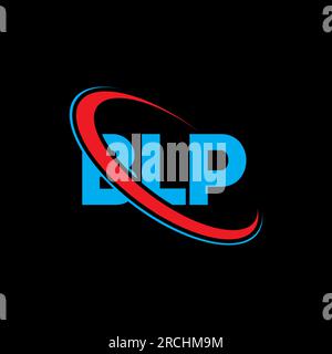 BLP-Logo. BLP-Buchstabe. Logo mit BLP-Buchstaben. Initialen BLP-Logo, verbunden mit einem Kreis und einem Monogramm-Logo in Großbuchstaben. BLP-Typografie für Technologie, Geschäftsleute Stock Vektor