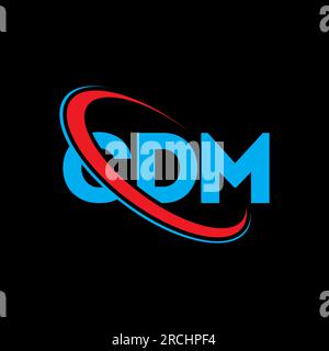 CDM-Logo. CDM-Brief. Logo mit CDM-Buchstaben. Initialen CDM-Logo, verbunden mit einem Kreis und einem Monogramm-Logo in Großbuchstaben. CDM-Typografie für Technologie, Unternehmen Stock Vektor