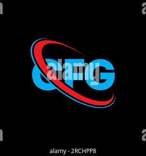CFG-Logo. CFG-Buchstabe. LOGO MIT CFG-Buchstaben. Initialen CFG-Logo, verbunden mit einem Kreis und einem Monogramm-Logo in Großbuchstaben. CFG-Typografie für Technologie, Unternehmen Stock Vektor