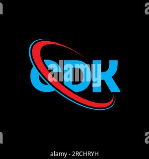 CDK-Logo. CDK-Brief. Logo mit CDK-Buchstaben. Initialen CDK-Logo, verbunden mit einem Kreis und einem Monogramm-Logo in Großbuchstaben. CDK-Typografie für Technologie, Unternehmen Stock Vektor