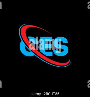 CES-Logo. CES-Brief. Logo des CES-Buchstabens. Initialen CES-Logo, verbunden mit einem Kreis und einem Monogramm-Logo in Großbuchstaben. CES-Typografie für Technologie, Geschäfte Stock Vektor