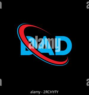 DAD-Logo. Dad-Brief. LOGO mit PAPA-Buchstaben. Initialen DAD Logo verbunden mit Kreis und Monogramm-Logo in Großbuchstaben. DAD-Typografie für Technologie, Geschäfte Stock Vektor