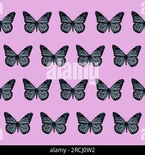Nahtloser Hintergrund, farbenfrohe Schmetterlinge für dekoratives Papier. Abstrakte Darstellung von Insekten. Stockfoto