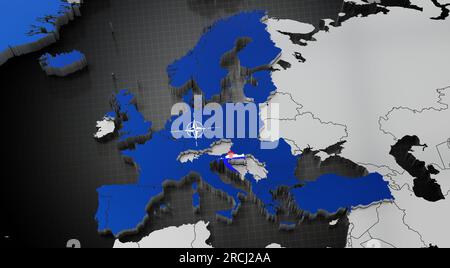 Kroatien in der NATO - Karte und Flaggen - Abbildung 3D Stockfoto