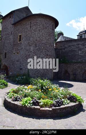 Mittelalterliche Stadtmauern in Sierck les Bains, Frankreich Stockfoto