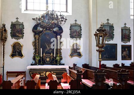 Artstetten, Niederösterreich, Österreich. 05. Juli 2023. Kirche St. James der Ältere Stockfoto