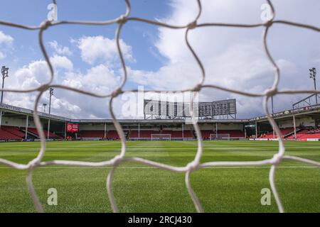 Walsall, Großbritannien. 15. Juli 2023. Ein allgemeiner Blick ins Poundland Bescot Stadium, Heimstadion von Walsall vor dem Saisonvorbereitungs-Spiel Walsall vs Aston Villa im Poundland Bescot Stadium, Walsall, Großbritannien, 15. Juli 2023 (Foto von Gareth Evans/News Images) in Walsall, Großbritannien, am 7./15. Juli 2023. (Foto: Gareth Evans/News Images/Sipa USA) Guthaben: SIPA USA/Alamy Live News Stockfoto