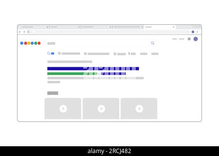 Suchmaschinenergebnisseite Browserexploration Benutzeroberfläche vereinfachte Benutzeroberfläche Stock Vektor