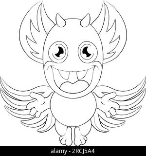 Monster Alien Niedlicher Cartoon Lustige Figur Maskottchen Stock Vektor