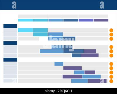 gantt-Diagramm Zeitachse Strategieplanung Terminplan Agenda Projektaufgabe Statistik Management Informationen Stock Vektor