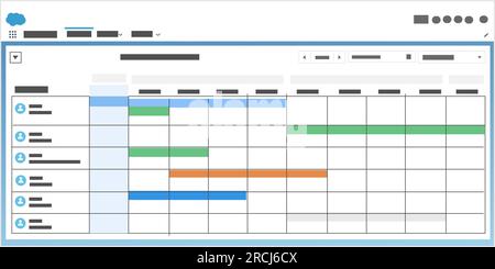 Gantt-Diagramm Zeitachse Strategieplanung Terminplan Projektaufgabe Statistik Dauer Fortschritt Stock Vektor