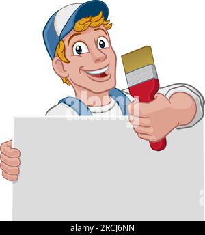 Malerpinsel Malerpinsel Cartoon Handy Man Stock Vektor