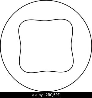 Quadrate haben abgerundete Ecken Rechtecksymbol im Kreis rund schwarz Vektor Abbildung Konturlinie dünner Stil einfach Stock Vektor