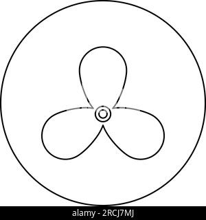 Fan Car Problem warning Cooler Symbol im Kreis rund schwarz Vektor Abbildung Konturlinie dünner Stil einfach Stock Vektor