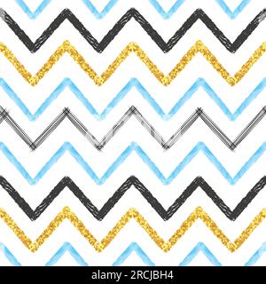 Nahtloses Chevron-Muster. Von Hand gezeichnete Pinselstriche. Stock Vektor
