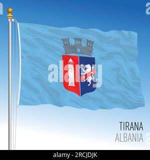 Tirana City Fahnenflagge, Albanien, Europa, Vektordarstellung Stock Vektor
