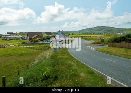 Sandwick, Sandsyre und Mousa Dörfer und Inseln auf den Shetland Isles, Schottland. Stockfoto