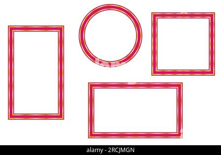Rote und goldene Rahmen gesetzt. Dekoratives Designelement Soziale Medien Vektordarstellung isoliert auf weißem Hintergrund Stock Vektor
