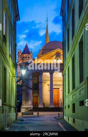 GinevraSvizzera St. Peter's Cathedral oder Genf Cathedral oder Cathédrale Saint-Pierre, Genf, Schweiz Stockfoto