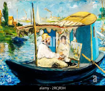 Edouard Manets Claude Monet Painting in seinem Studio-berühmten Gemälde. Stockfoto