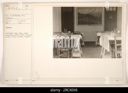 CPL.A.L. Lubatty wurde auf einem Foto aufgenommen, das am 1. März 1919 aufgenommen wurde. Das Foto zeigt die Offiziersmesse im Basiskrankenhaus Nr. 85 in Porte Clignancourt, Paris, seine, Frankreich. Dieses Bild ist Teil einer Sammlung mit der Bezeichnung 44287. Beachten Sie die Anmerkungen auf dem Bild. Stockfoto