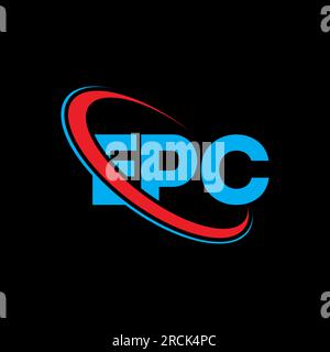 EPC-Logo. EPC-Buchstabe. Logo mit EPC-Buchstaben. Initialen EPC-Logo verbunden mit Kreis und Monogramm-Logo in Großbuchstaben. EPC-Typografie für Technologie, Geschäfte Stock Vektor