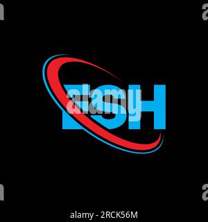 ESH-Logo. Ein Brief. Logo mit ESH-Buchstaben. Initialen ESH-Logo, verbunden mit einem Kreis und einem Monogramm-Logo in Großbuchstaben. ESH-Typografie für Technologie, Geschäfte Stock Vektor