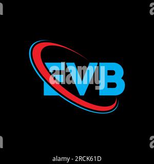 EVB-Logo. EVB-Brief. Logo mit EVB-Buchstaben. Initialen EVB-Logo, verbunden mit einem Kreis und einem Monogramm-Logo in Großbuchstaben. EVB-Typografie für Technologie, Unternehmen Stock Vektor