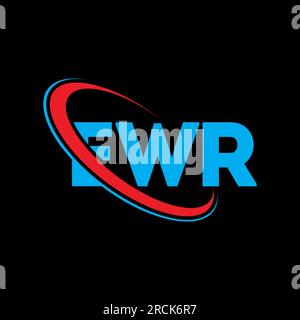 EWR-Logo. EWR-Brief. Logo mit EWR-Buchstaben. Initialen EWR-Logo verbunden mit Kreis und Monogramm-Logo in Großbuchstaben. EWR-Typografie für Technologie, Unternehmen Stock Vektor