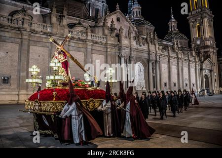 Eine Semana Santa Prozession in Saragossa, Spanien Stockfoto