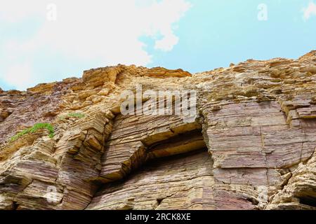 Felsformationen am Strand der Kathedralen wie Catedrais Beach Ribadeo Lugo Galicia Spanien Stockfoto