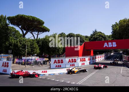 Rom, Italien. 15. Juli 2023. Rom, Italie. 15. Juli 2023. 27 DENNIS Jake (gbr), Avalanche Andretti Formula E, Spark-Porsche, Porsche 99X Electric, Action anlässlich des 2023. Hankook Rome ePrix, 10. Tagung der ABB FIA Formel E-Weltmeisterschaft 2022-23 auf dem Circuit Cittadino dell'EUR vom 14. Bis 16. Juli 2023 in Rom, Italien - Foto Julien Delfosse/DPPI Credit: DPPI Media/Alamy Live News Kredit: DPPI Media/Alamy Live News Stockfoto