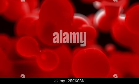 Lavalampe rot dichter, feiner, flüssiger Bokeh-Hintergrund – abstraktes 3D-Rendering Stockfoto