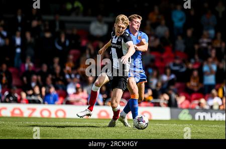 Cleethorpes, Vereinigtes Königreich, 15. Juli 2023. Harvey Rodgers während des Vorsaison-freundlichen Fußballspiels zwischen dem Grimsby Town FC und dem Hull City FC in Blundell Park, Cleethorpes, Großbritannien. Guthaben: Jon Corken/Alamy Live News Stockfoto