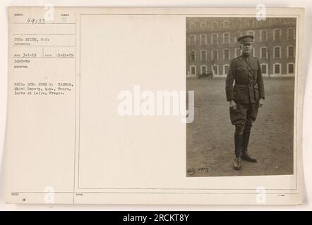 Brigg. General John M. Carson, Chief Deputy des Q.M., bereist die Gegend in Indre et Loire, Frankreich. Das Foto wurde von Sot gemacht. Ryden, S.C., am 21. November 1919. General Carson wird in seiner ausgestellten Uniform gesehen. Das Bild wurde in der Sammlung mit 3293-N9 nummeriert. Stockfoto