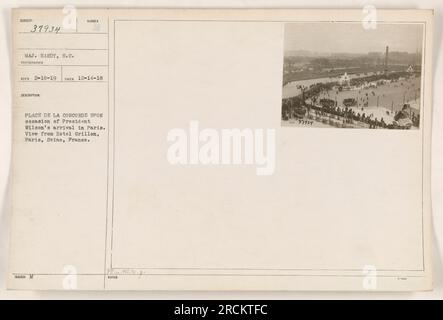 Major Hardy (S.C.) hat dieses Foto, das als 111-SC-37934 bezeichnet wird, am 14. Dezember 1918 aufgenommen. Das Bild zeigt den Sumber Place de la Concorde in Paris, Frankreich, während Präsident Wilsons Besuch in der Stadt. Das Foto wurde vom Hotel Grillon aufgenommen und von M. Plass aufgenommen. Diese Informationen wurden am 10. Februar 1919 aufgezeichnet. Stockfoto