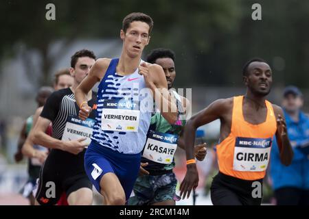 Heusden Zolder, Belgien. 15. Juli 2023. Belgischer Ruben Verheyden in Aktion während der 44. Ausgabe des Leichtathletik-Meetings von Nacht van de Atletiek in Heusden-Zolder am Samstag, den 15. Juli 2023. BELGA FOTO KRISTOF VAN ACCOM Kredit: Belga News Agency/Alamy Live News Stockfoto