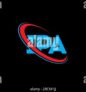 IPA-Logo. IPA-Brief. IPA-Logo. Initialen IPA-Logo, verbunden mit einem Kreis und einem Monogramm-Logo in Großbuchstaben. IPA-Typografie für Technologie, Unternehmen Stock Vektor