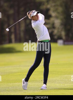 Nelly Korda am zweiten Tag der Aramco Team Series 2023 im Centurion Club, Hertfordshire. Bilddatum: Samstag, 15. Juli 2023. Stockfoto