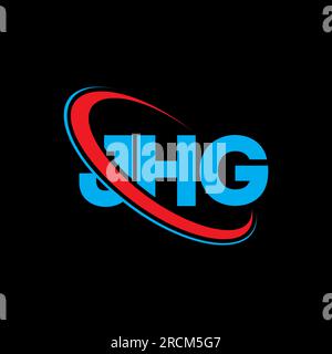 JHG-Logo. JHG-Brief. Logo mit JHG-Buchstaben. Initialen JHG-Logo, verbunden mit Kreis und Monogramm-Logo in Großbuchstaben. JHG-Typografie für Technologie, Geschäfte Stock Vektor