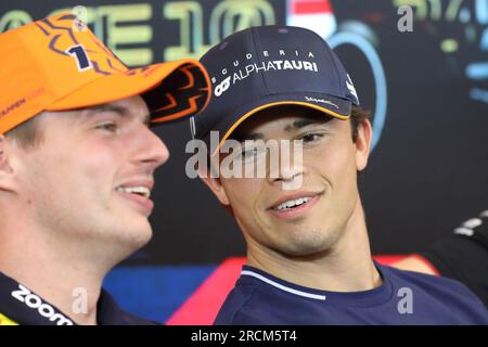Spielberg, Österreich. Juni 29. 2023. Formel 1: Rolex-Grand-Prix auf dem Red Bull Ring, Österreich. Bild: Nyck De Vries (NLD) von Scuderia AlphaTauri während der Pressekonferenz © Piotr Zajac/Alamy Live News Stockfoto