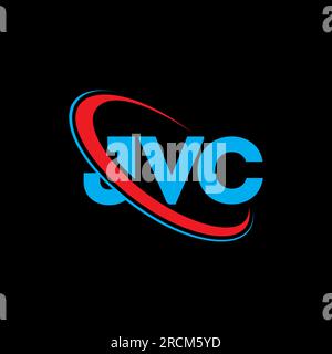 JVC-Logo. JVC-Brief. Logo mit JVC-Buchstaben. Initialen JVC-Logo, verbunden mit Kreis und Monogramm-Logo in Großbuchstaben. JVC-Typografie für Technologie, Unternehmen Stock Vektor
