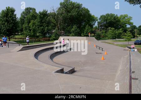 Shawnee, Kansas - 15. Juli 2023: Swarner Skatepark at 63. and Lackman Stockfoto