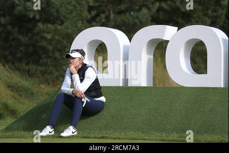 Nelly Korda am zweiten Tag der Aramco Team Series 2023 im Centurion Club, Hertfordshire. Bilddatum: Samstag, 15. Juli 2023. Stockfoto